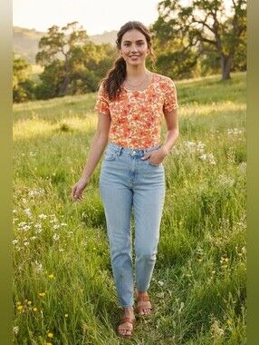 Crossroads Vintage Floral Cotton Top Size Small